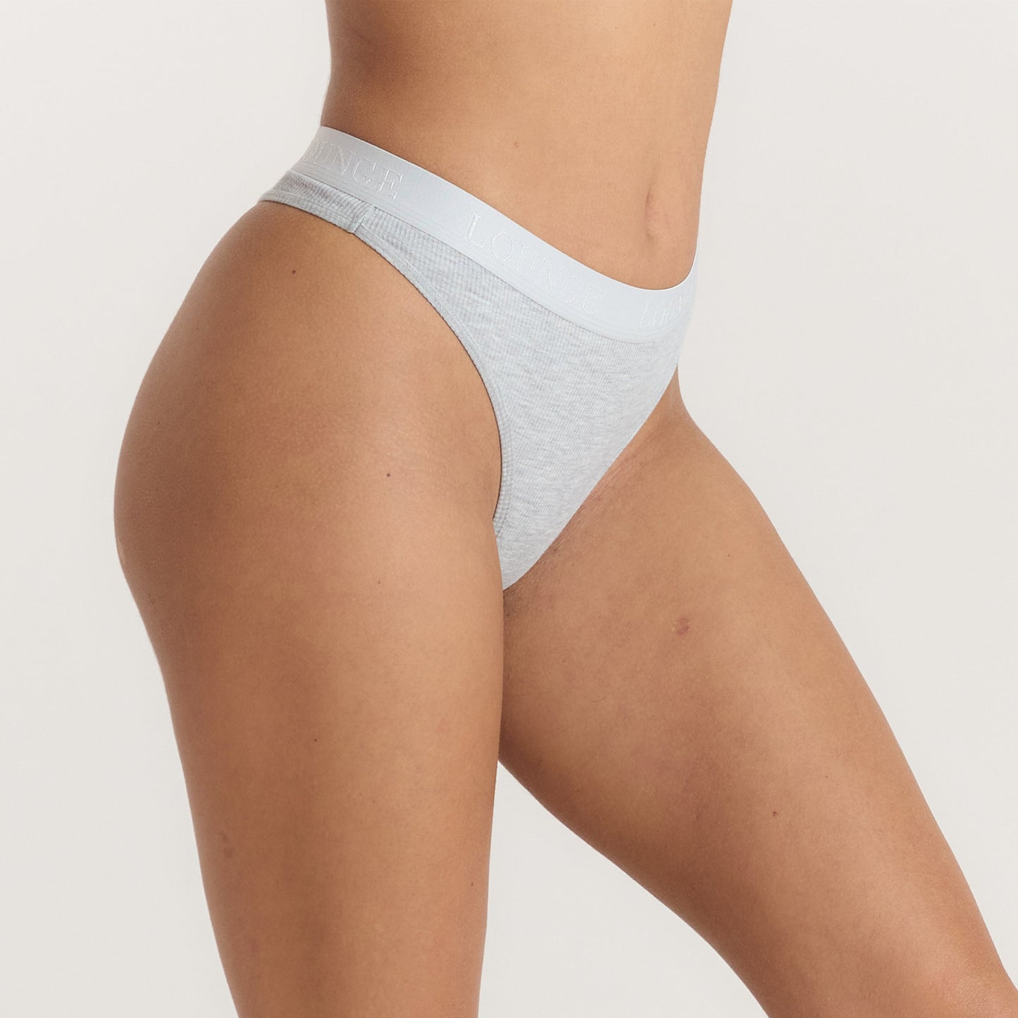 Soft Ribbed Thong - Grey Marl