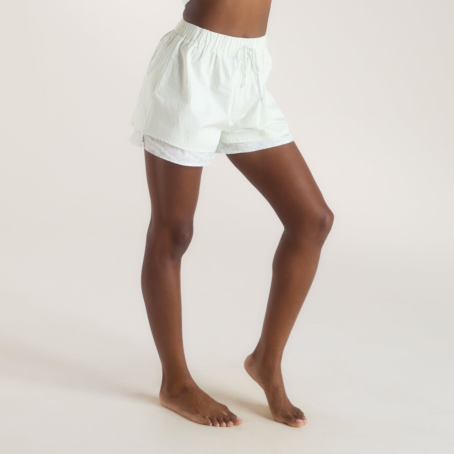 Bloom & Stripe Pajama Shorts - Sage