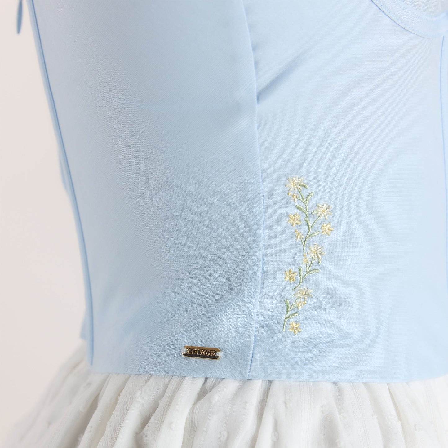 Embroidered Floral Corset Top - Blue