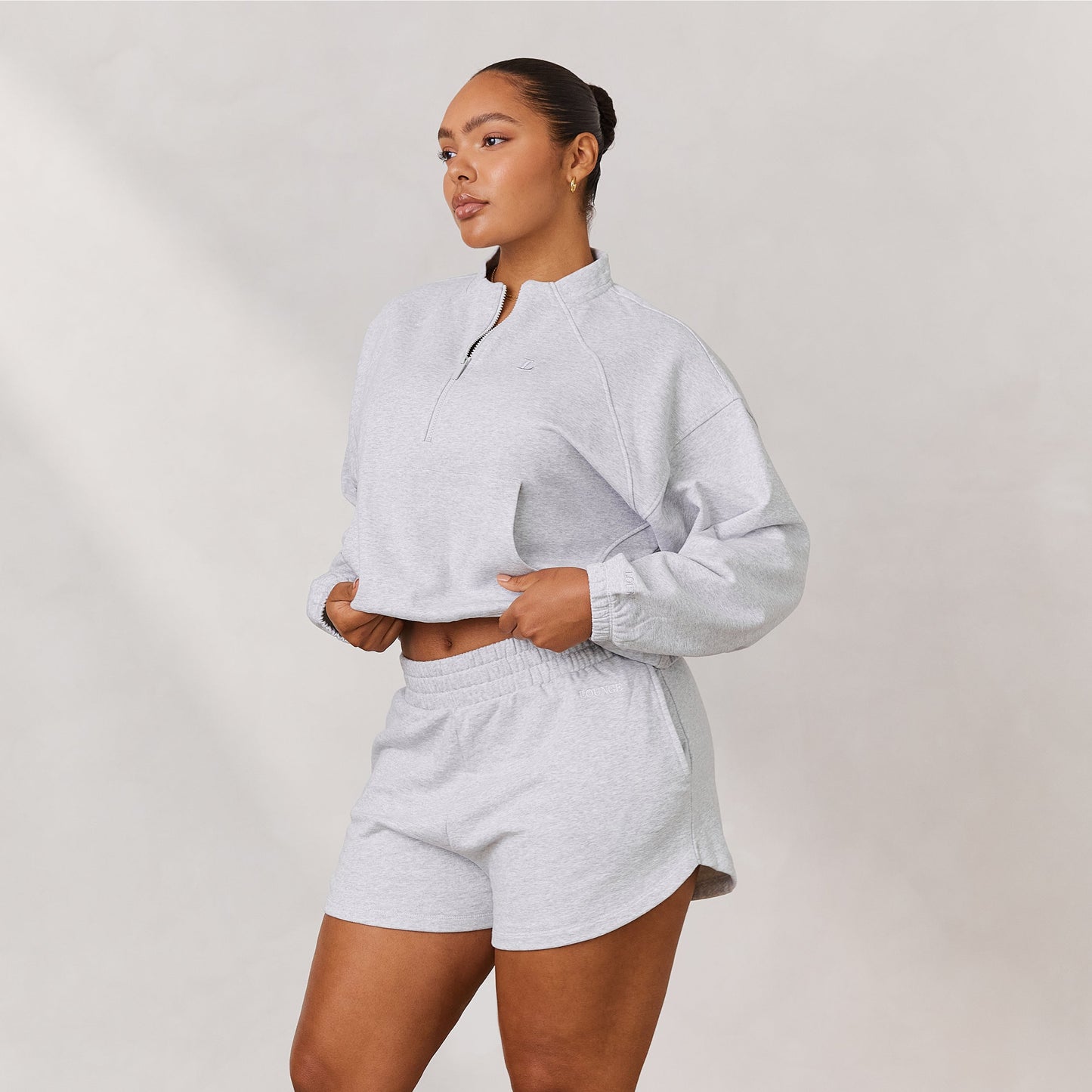 Varsity Quarter Zip Sweater - Frost Melange