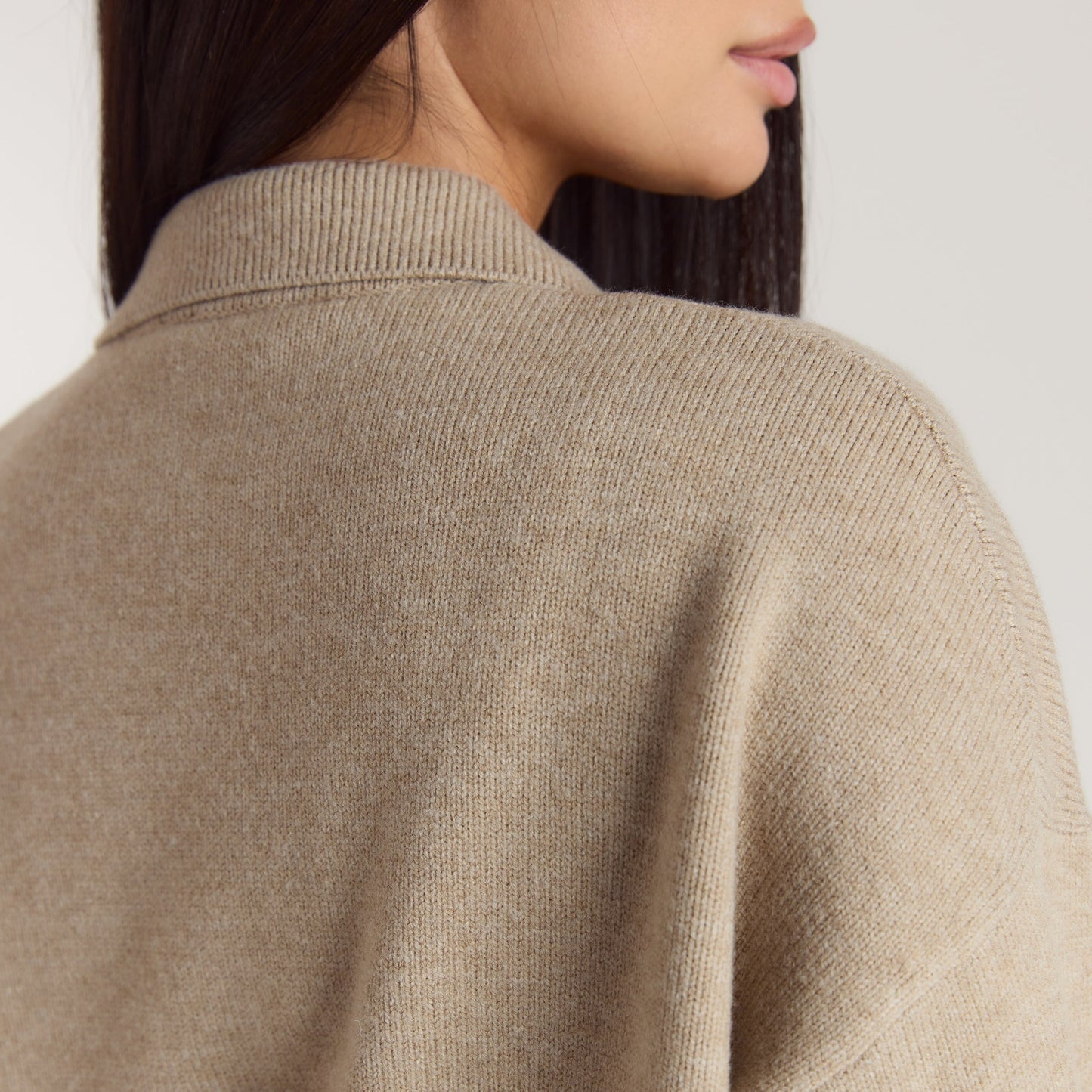 Half Placket Knitted Jumper - Mink