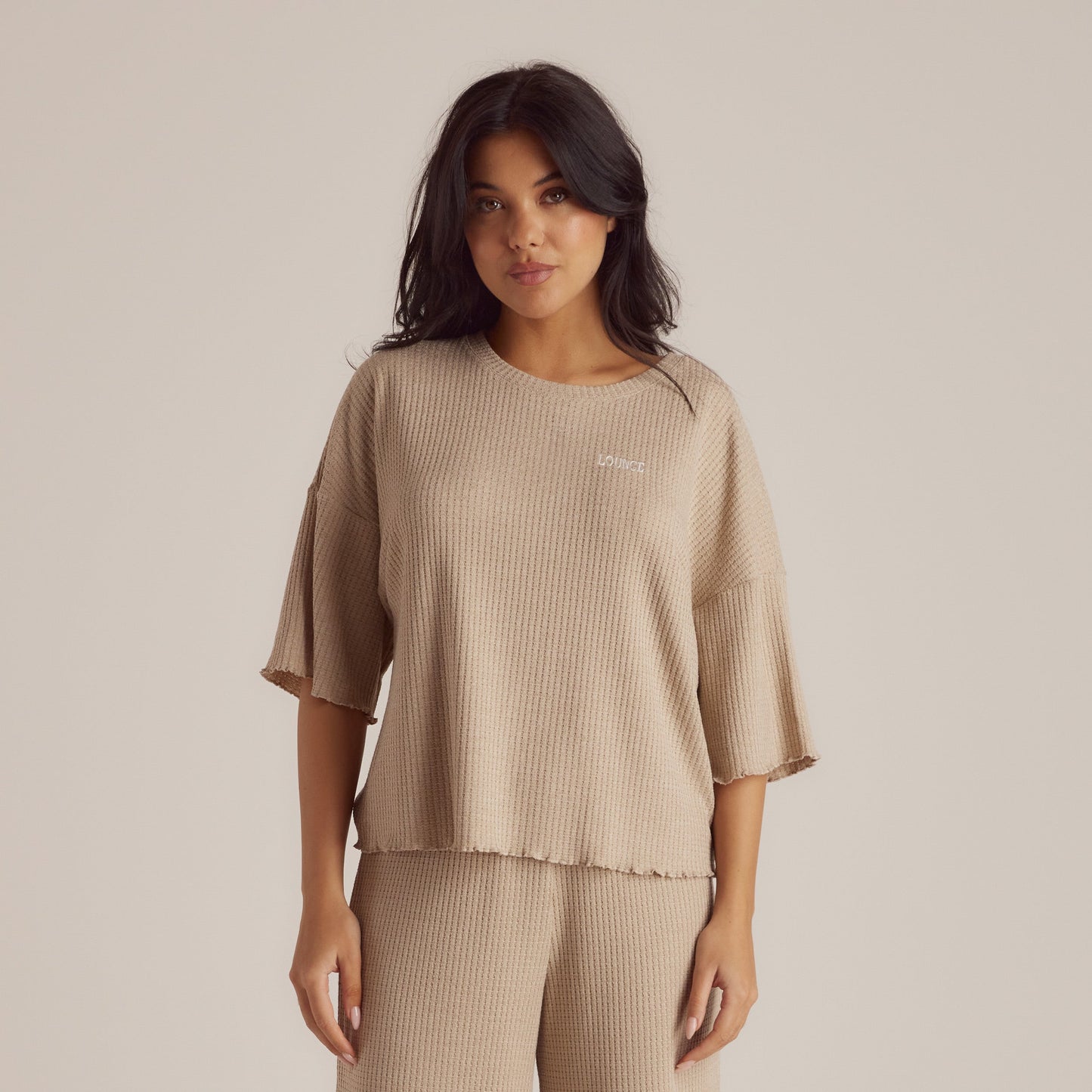 Soft Waffle Pajama Top - Mink