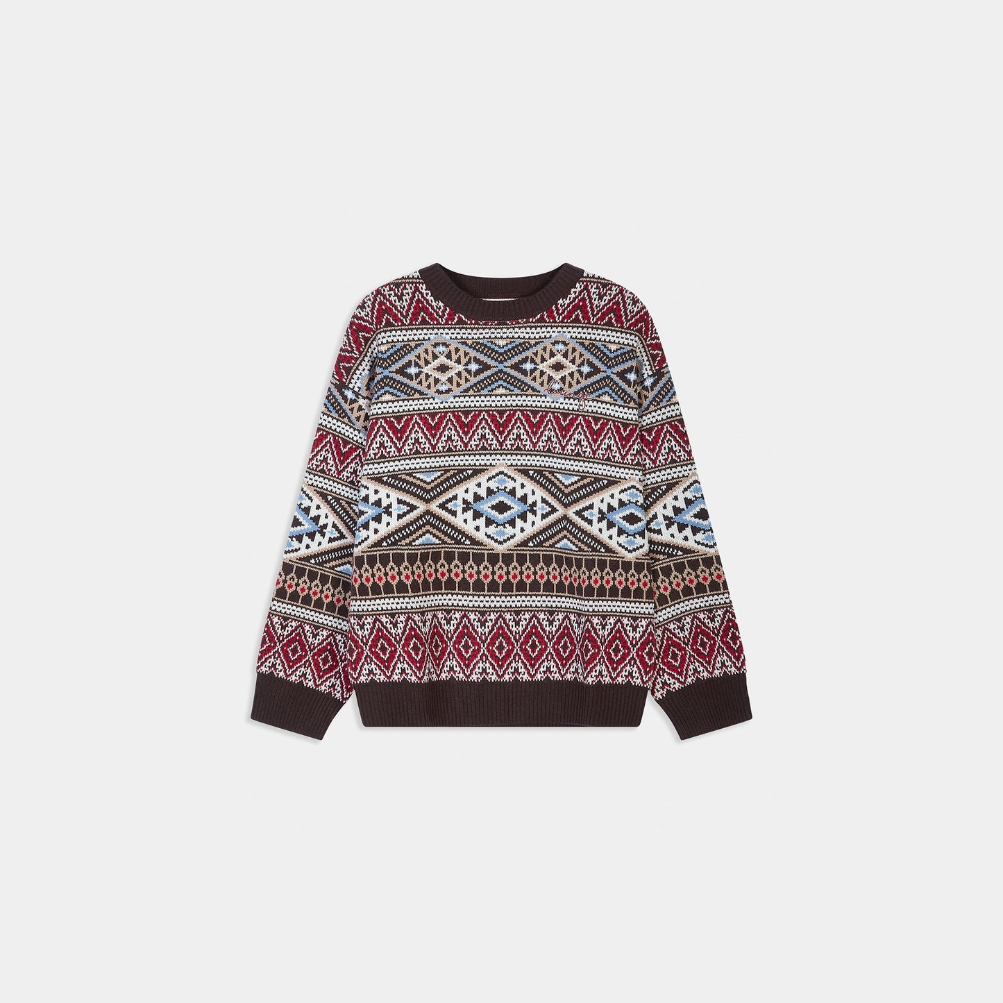 Fairisle Knitted Jumper - Brown/Red
