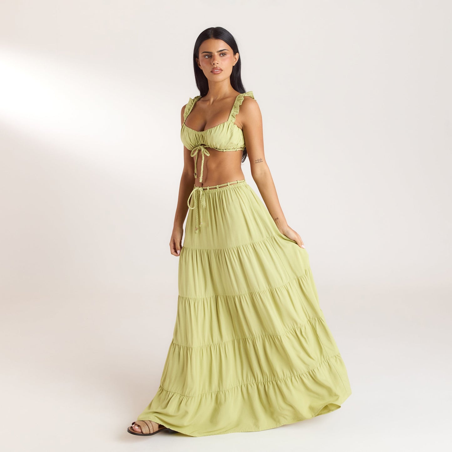 Ruched Bralette (Set) - Washed Lime