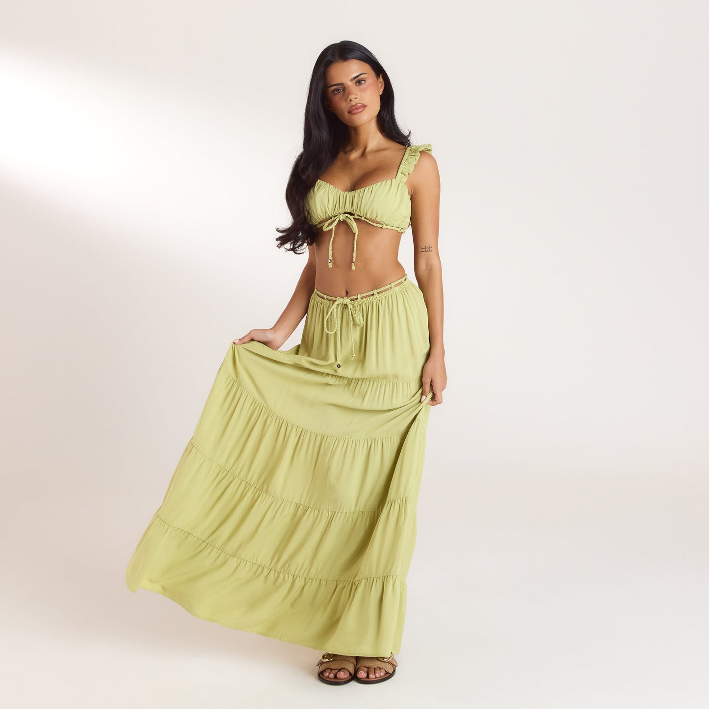 Ruched Bralette (Set) - Washed Lime
