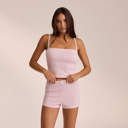 Pointelle Strappy Pajama Top - Pink
