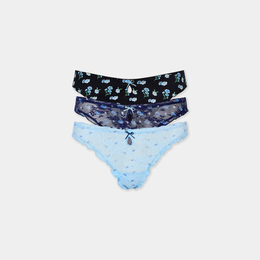 Printed Thongs (3-Pack) - Blue Print