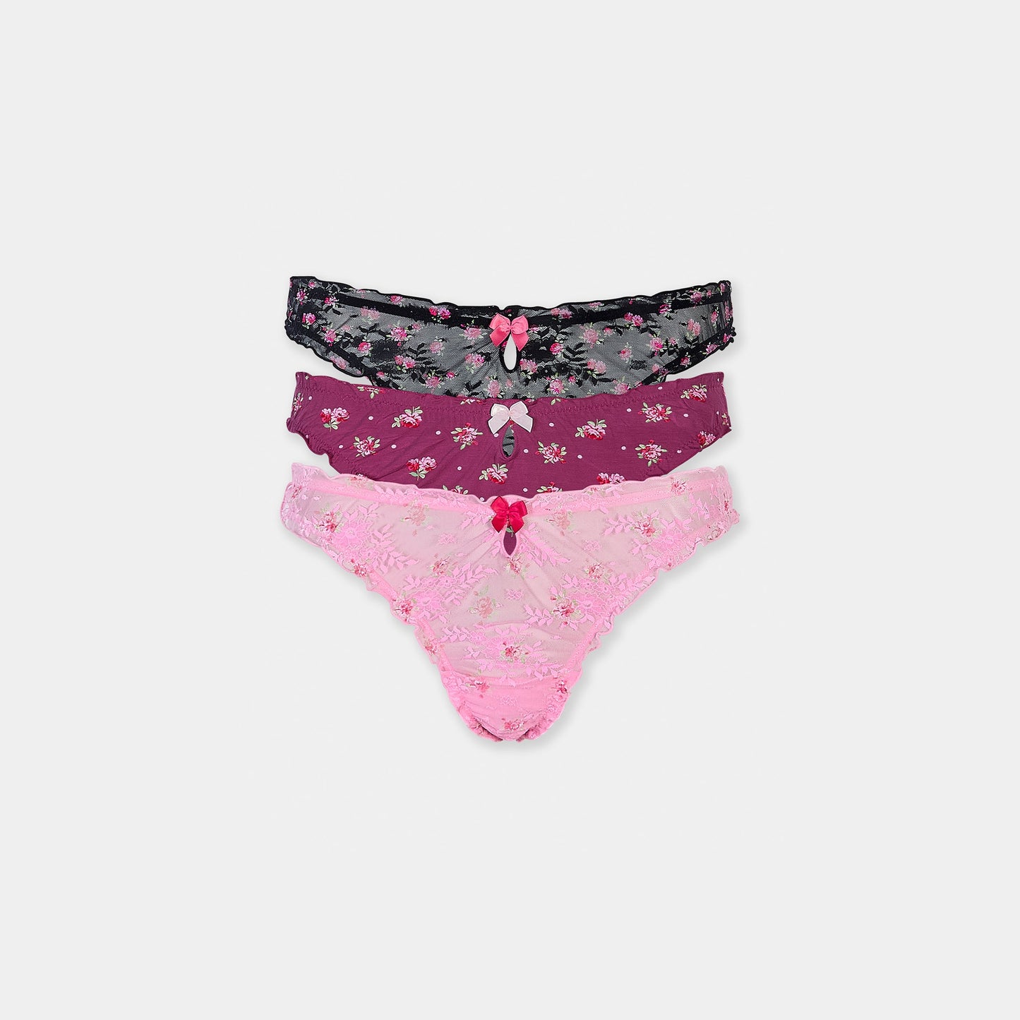 Printed Thongs (3-Pack) - Pink Print