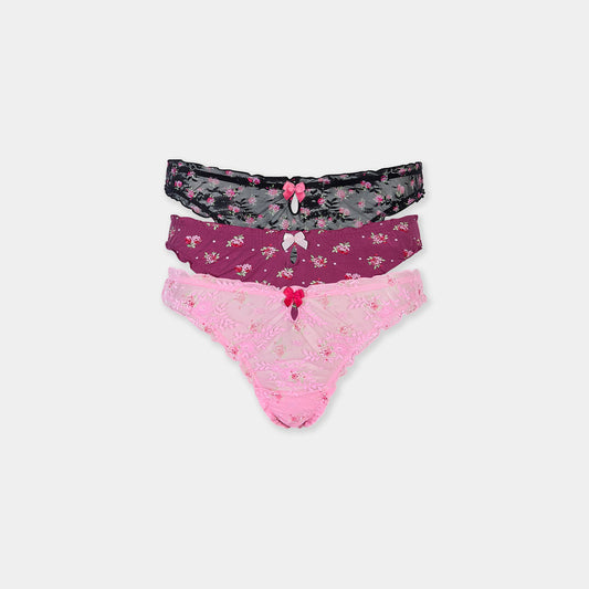 Printed Thongs (3-Pack) - Pink Print