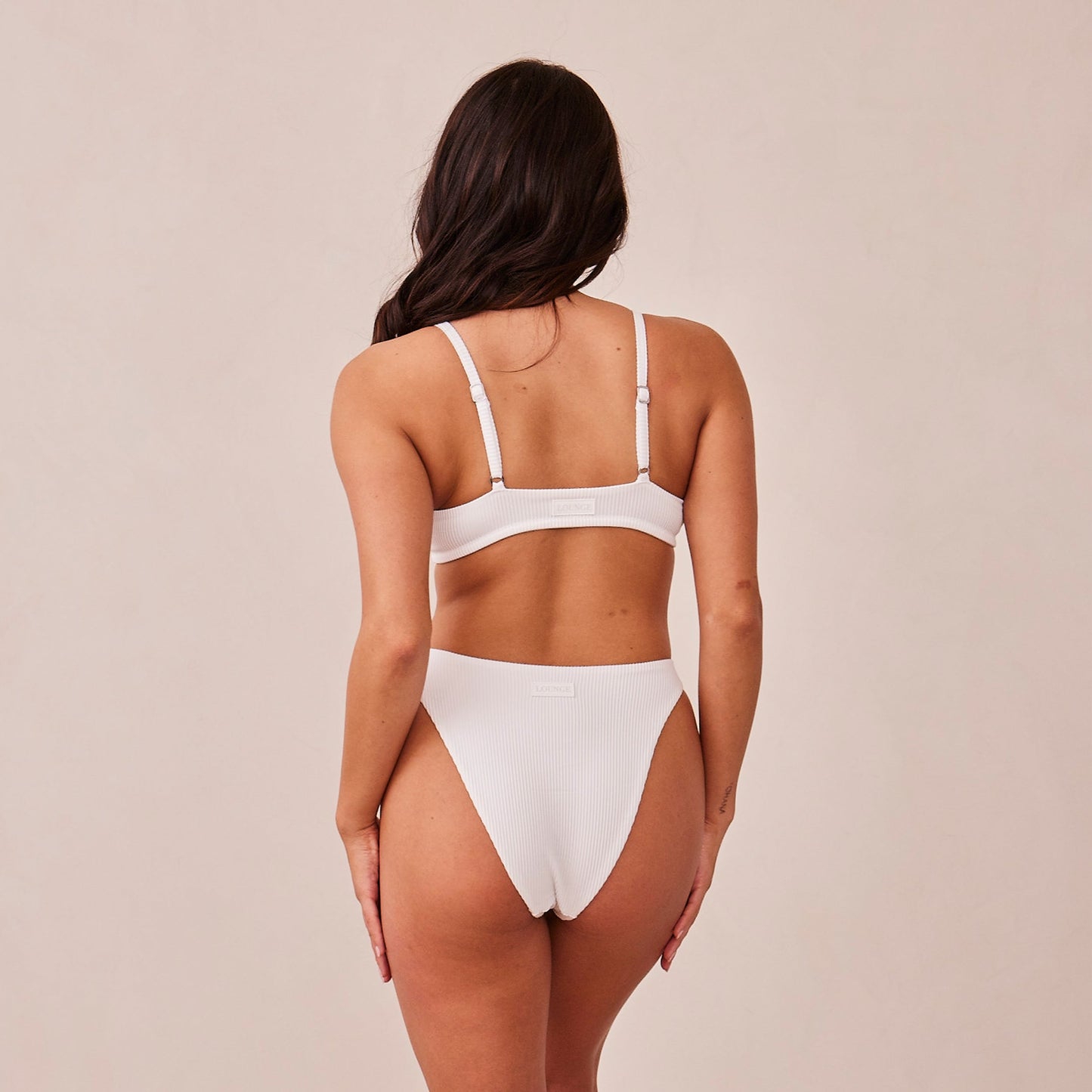 Ribbed Triangle Bra  - White