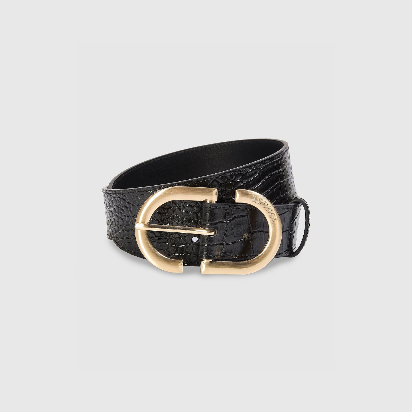 Curved Buckle Belt - Black