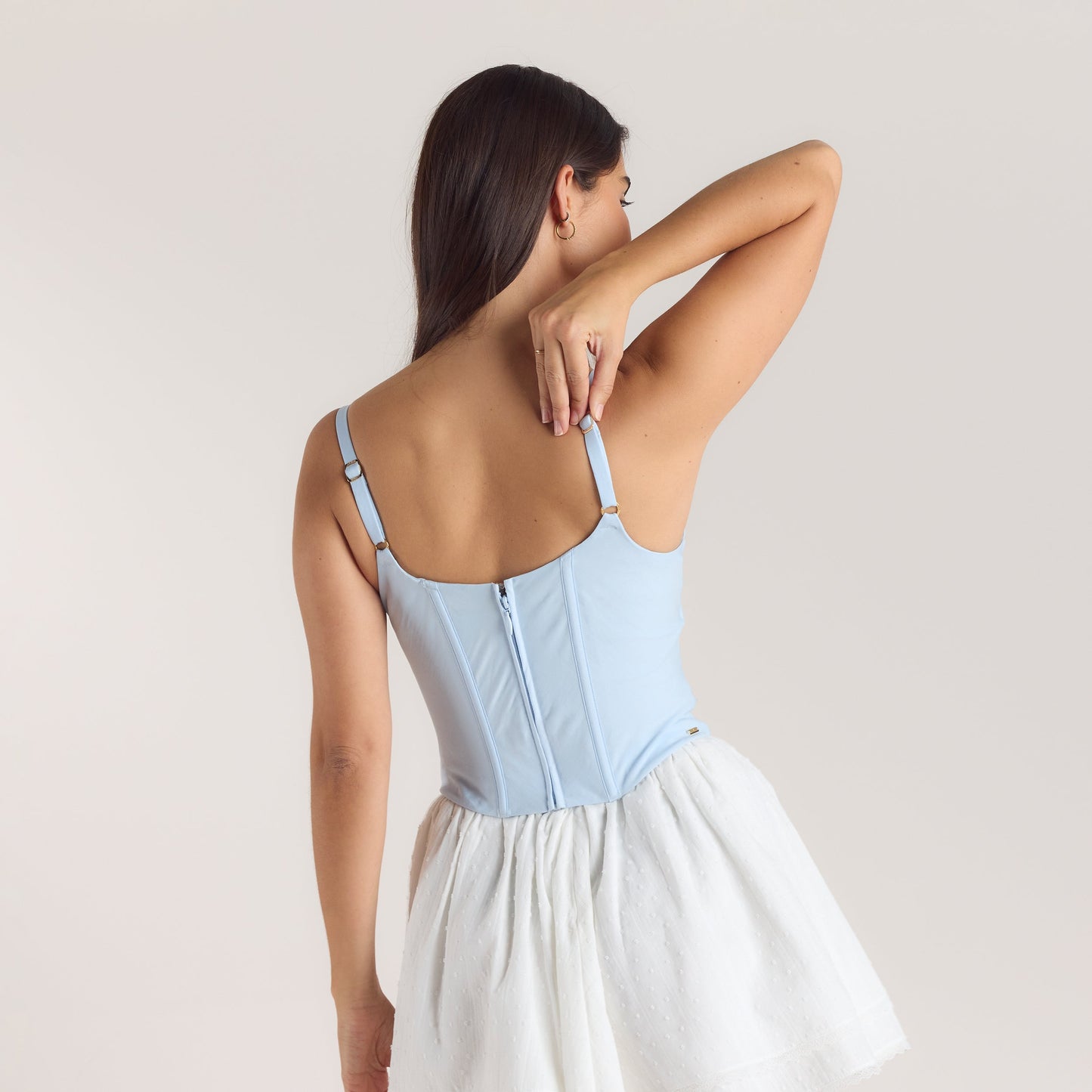 Embroidered Floral Corset Top - Blue