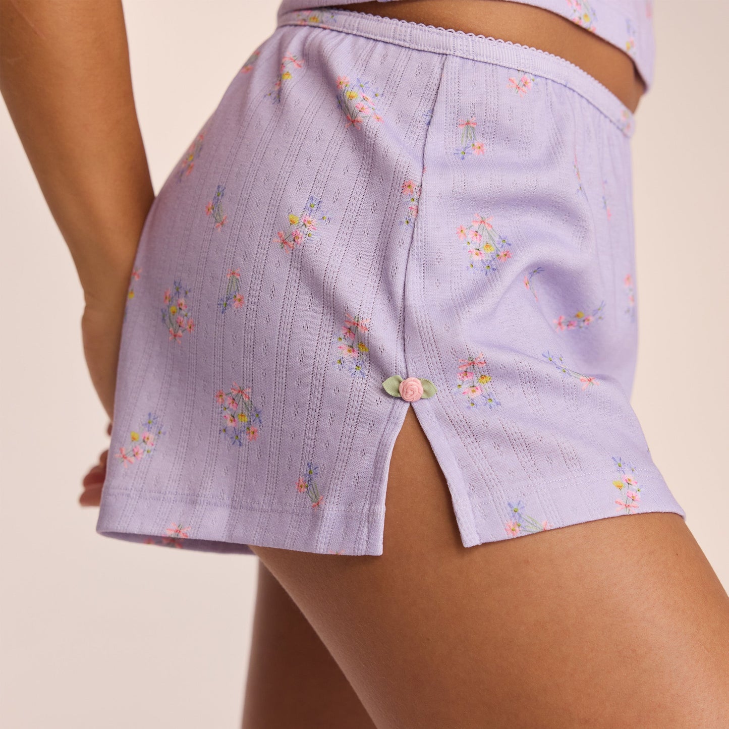 Pointelle Pajama Shorts - Lilac Floral