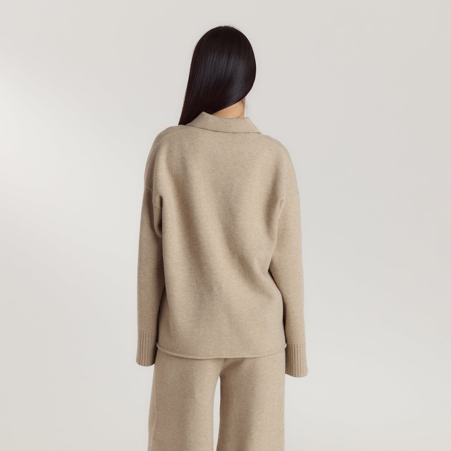 Half Placket Knitted Jumper - Mink