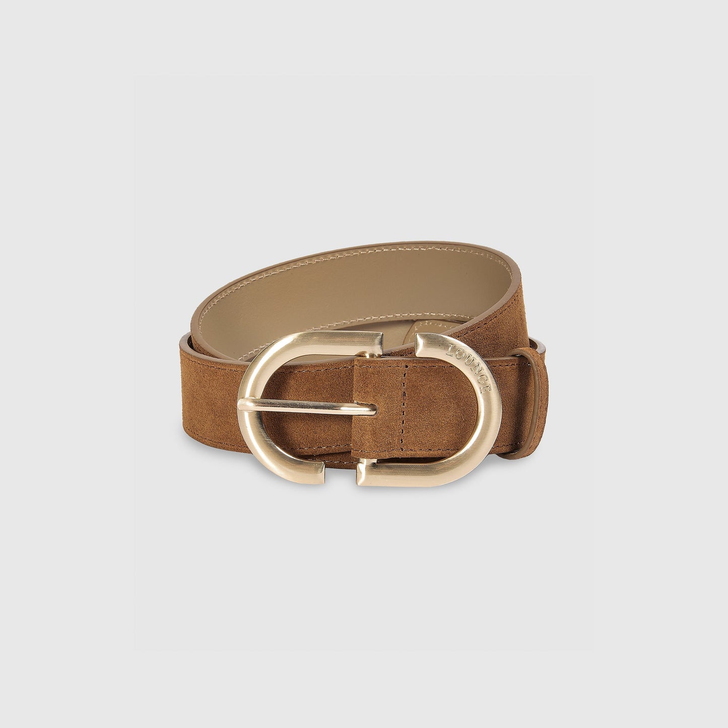 Curved Buckle Belt - Tan