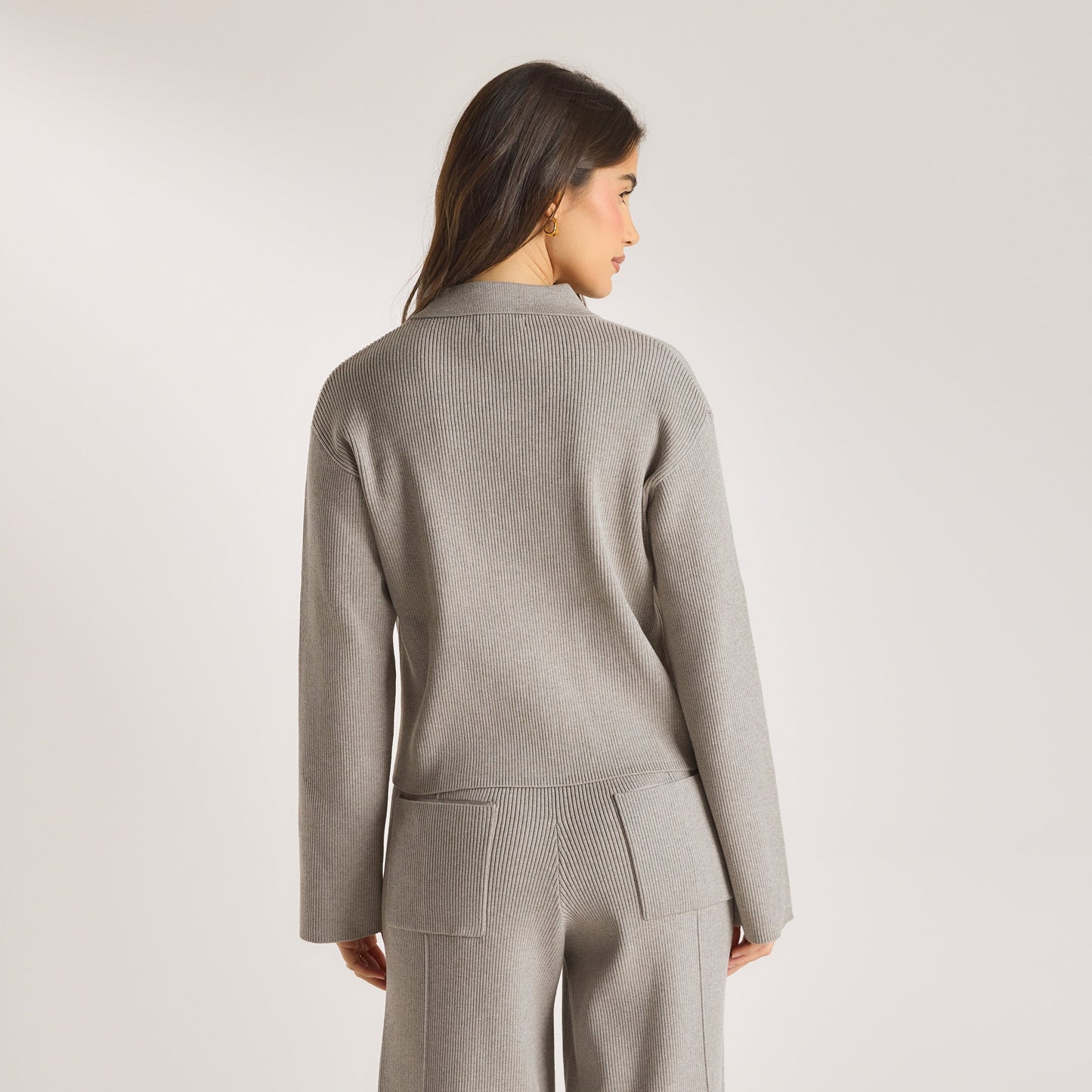 Knitted Oversized Shirt - Warm Grey