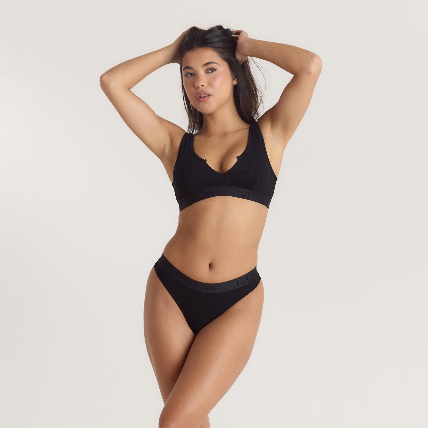 Soft Ribbed Push-Up Bralette - Black