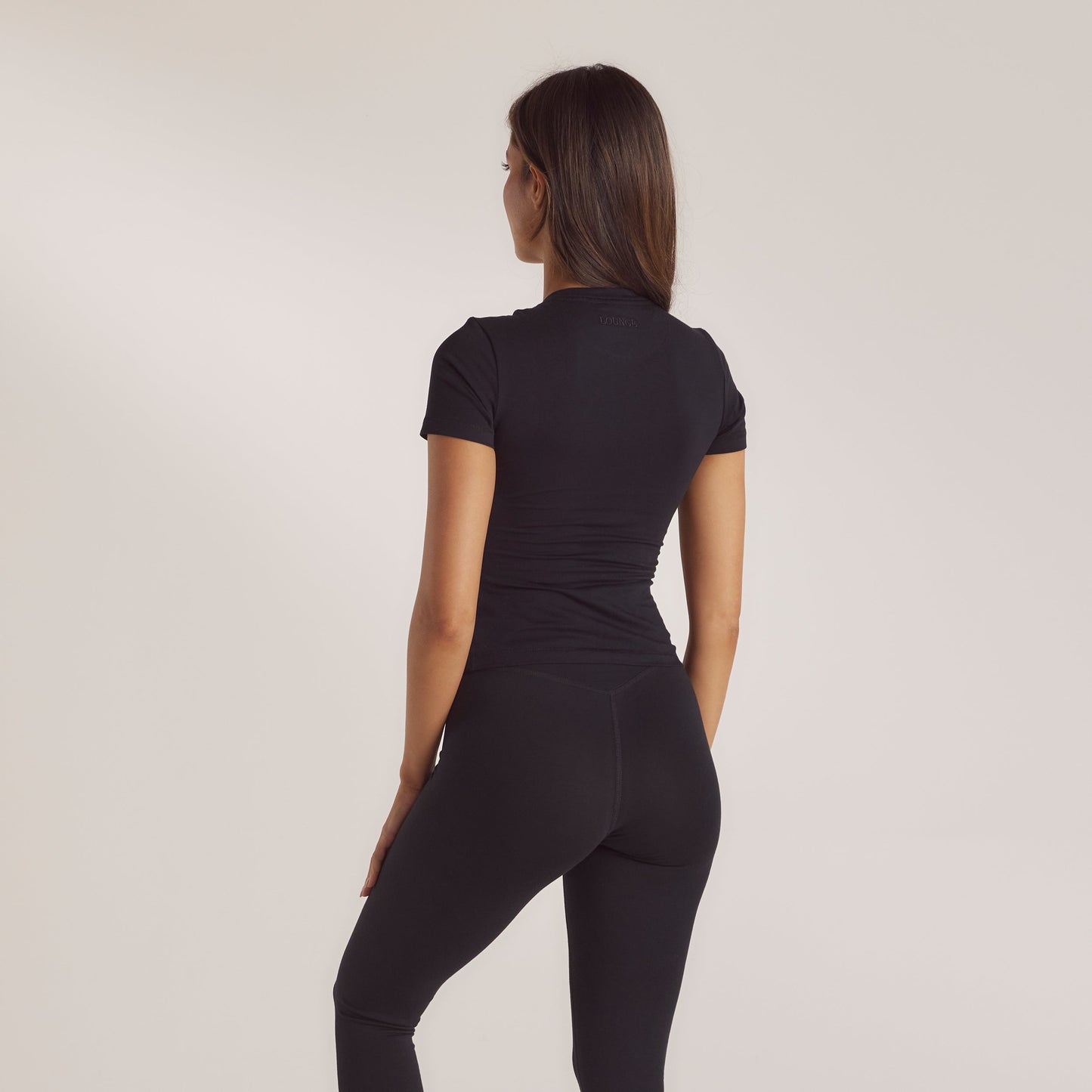 Cotton Blend Short Sleeve Top - Black