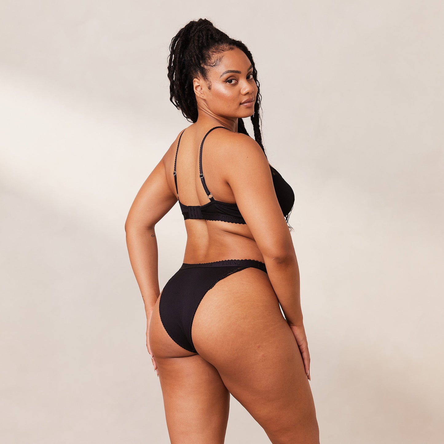 Ribbed Balcony Bra  - Black