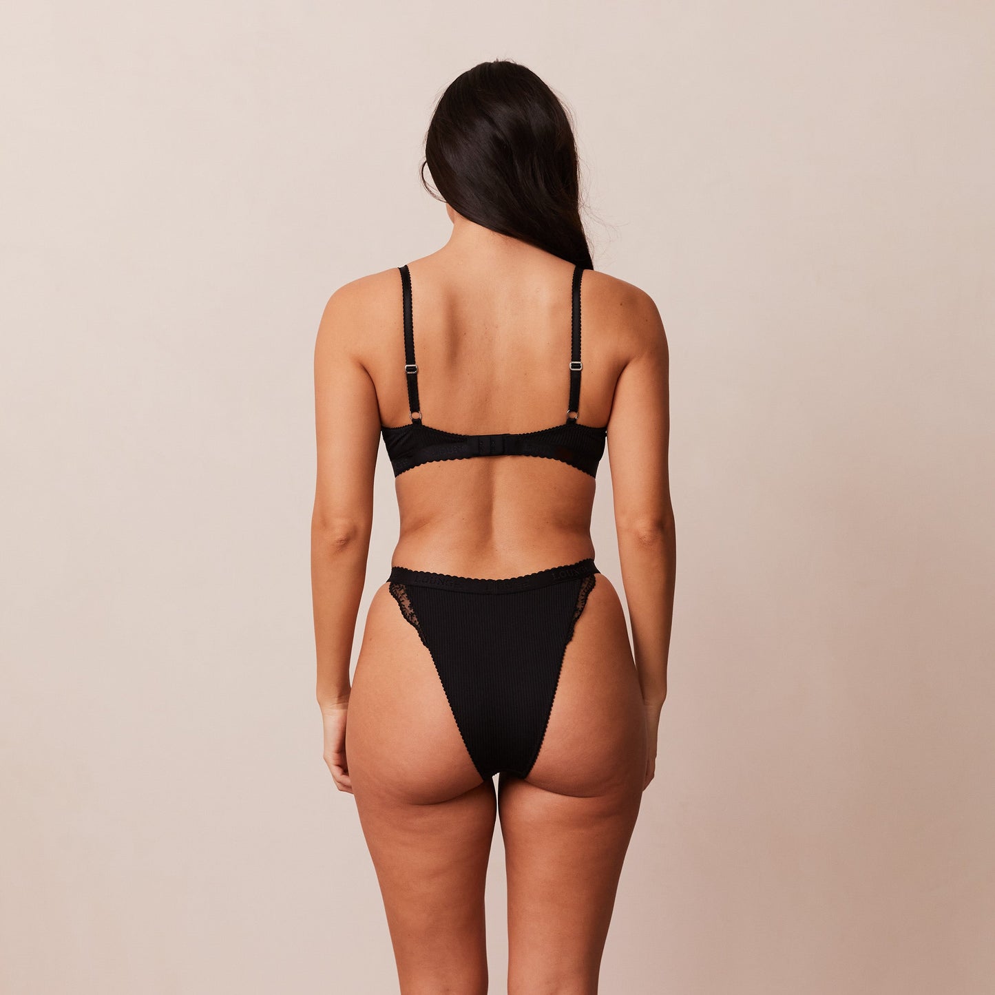 Ribbed Balcony Bra  - Black