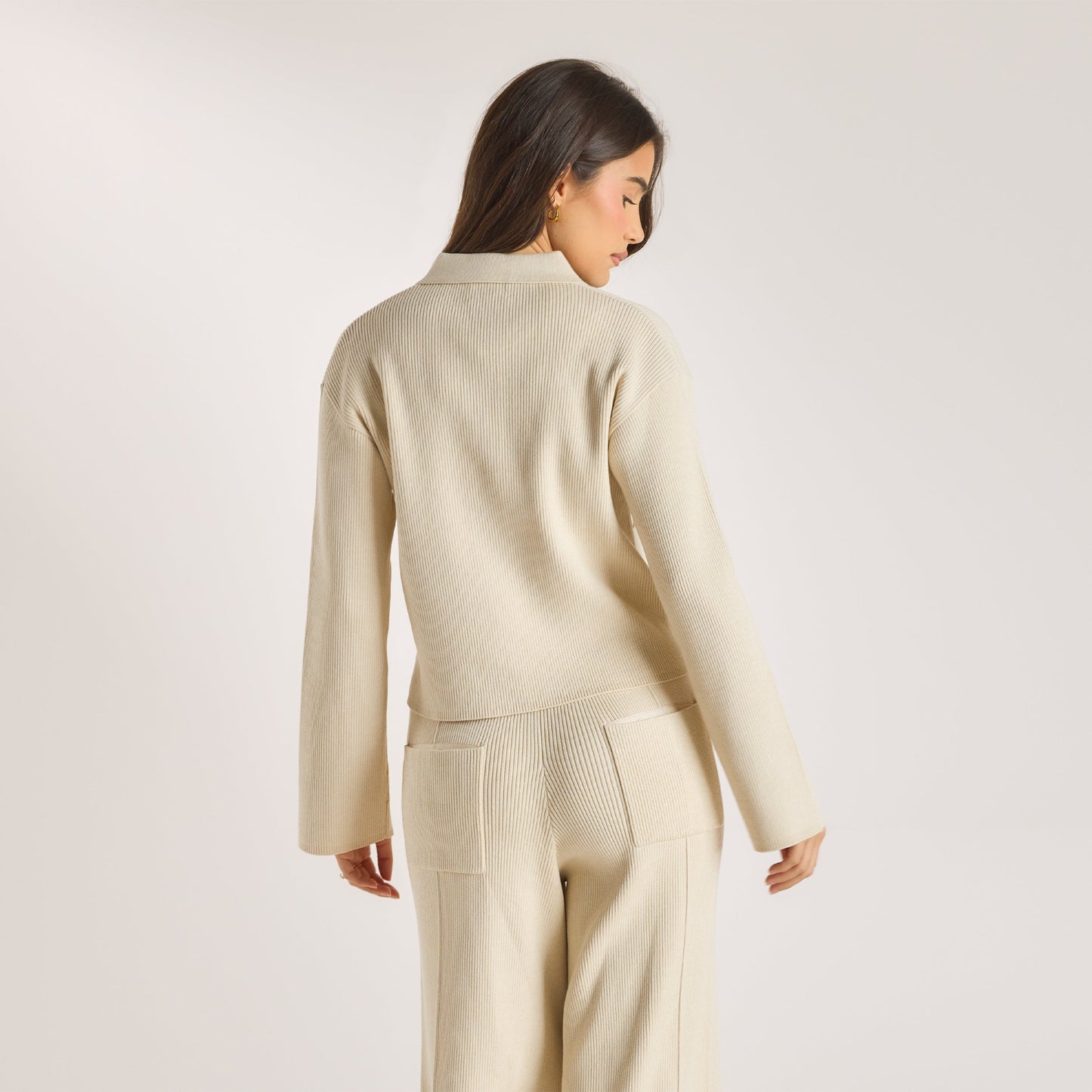 Knitted Oversized Shirt - Cream
