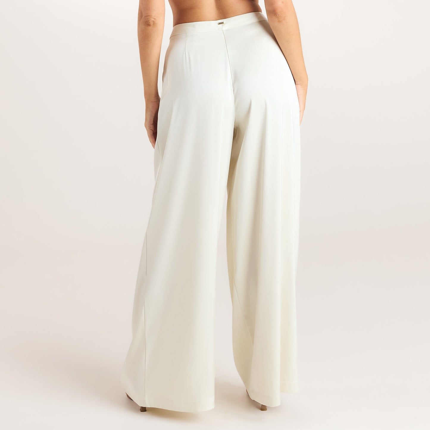 Satin Pleated Pants - Cream