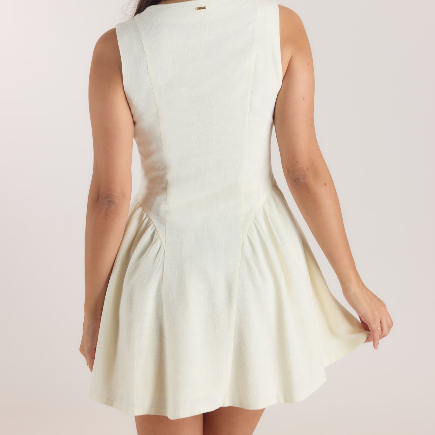 Embroidered Mini Dress - Cream
