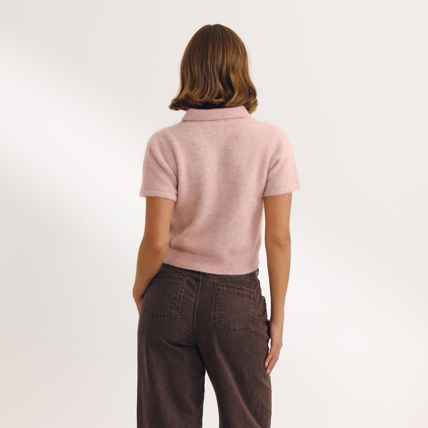 Knitted Polo Top - Pink