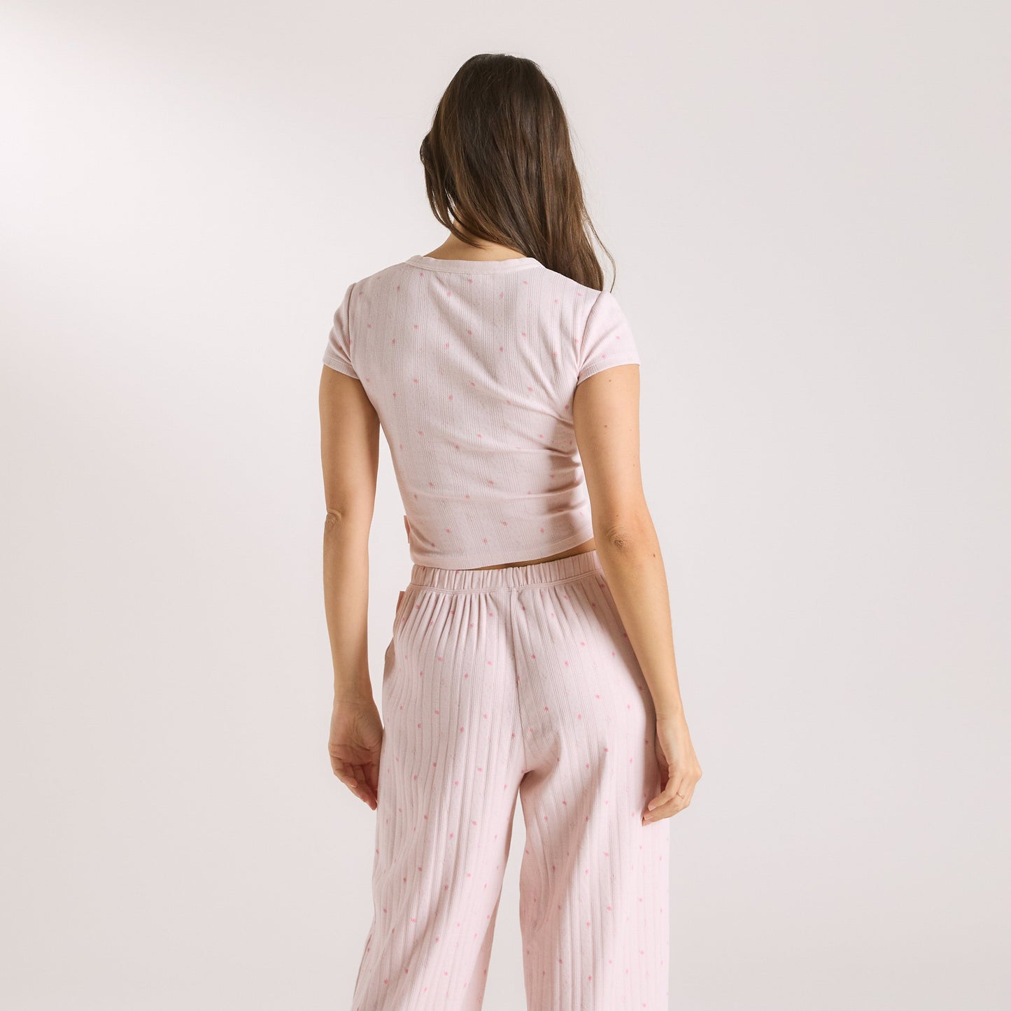 Pointelle Pajama Top - Pink Floral