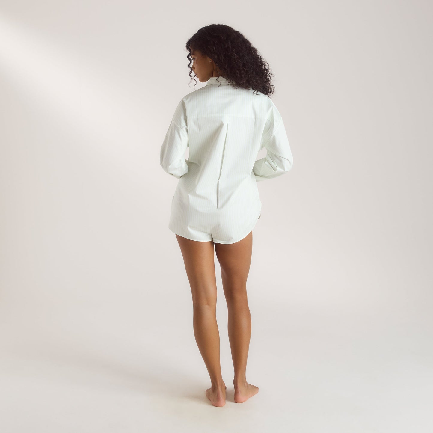 Bloom & Stripe Shirt Romper - Sage