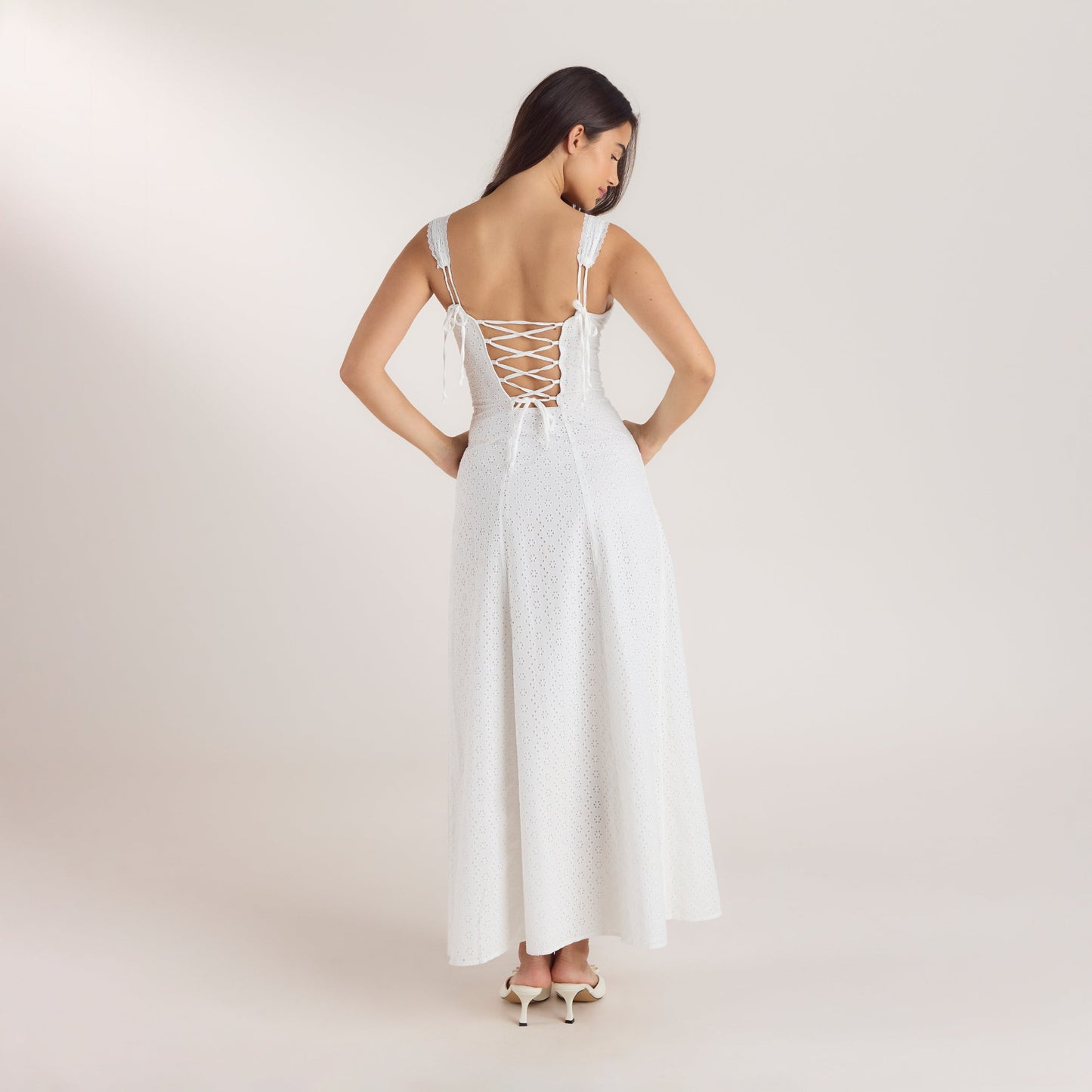 Corset Back Maxi Dress - White
