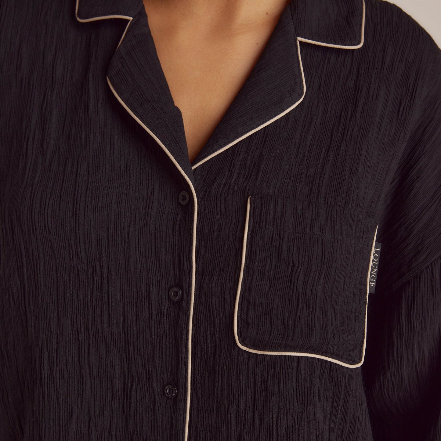 Crinkle Pajama Shirt - Black