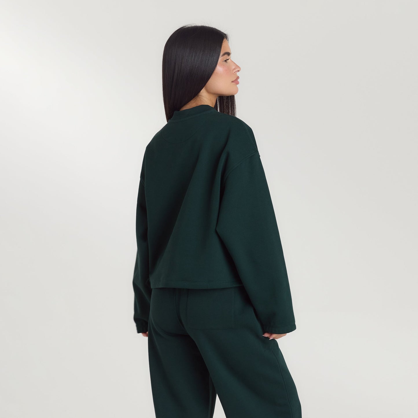 Lounge Living Quarter-Zip Jumper - Forest Green