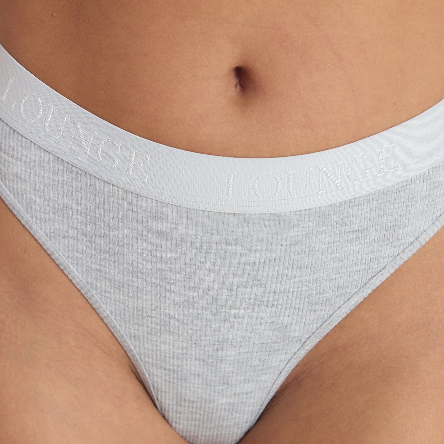 Soft Ribbed Thong - Grey Marl