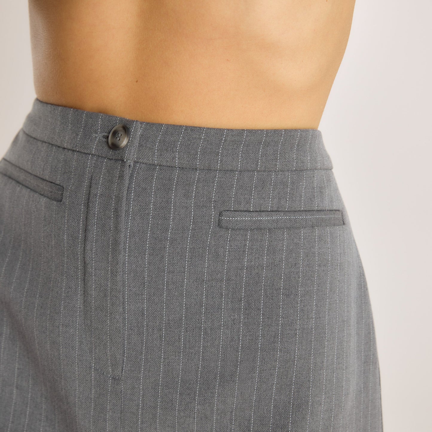 Structured Skirt - Grey Pinstripe