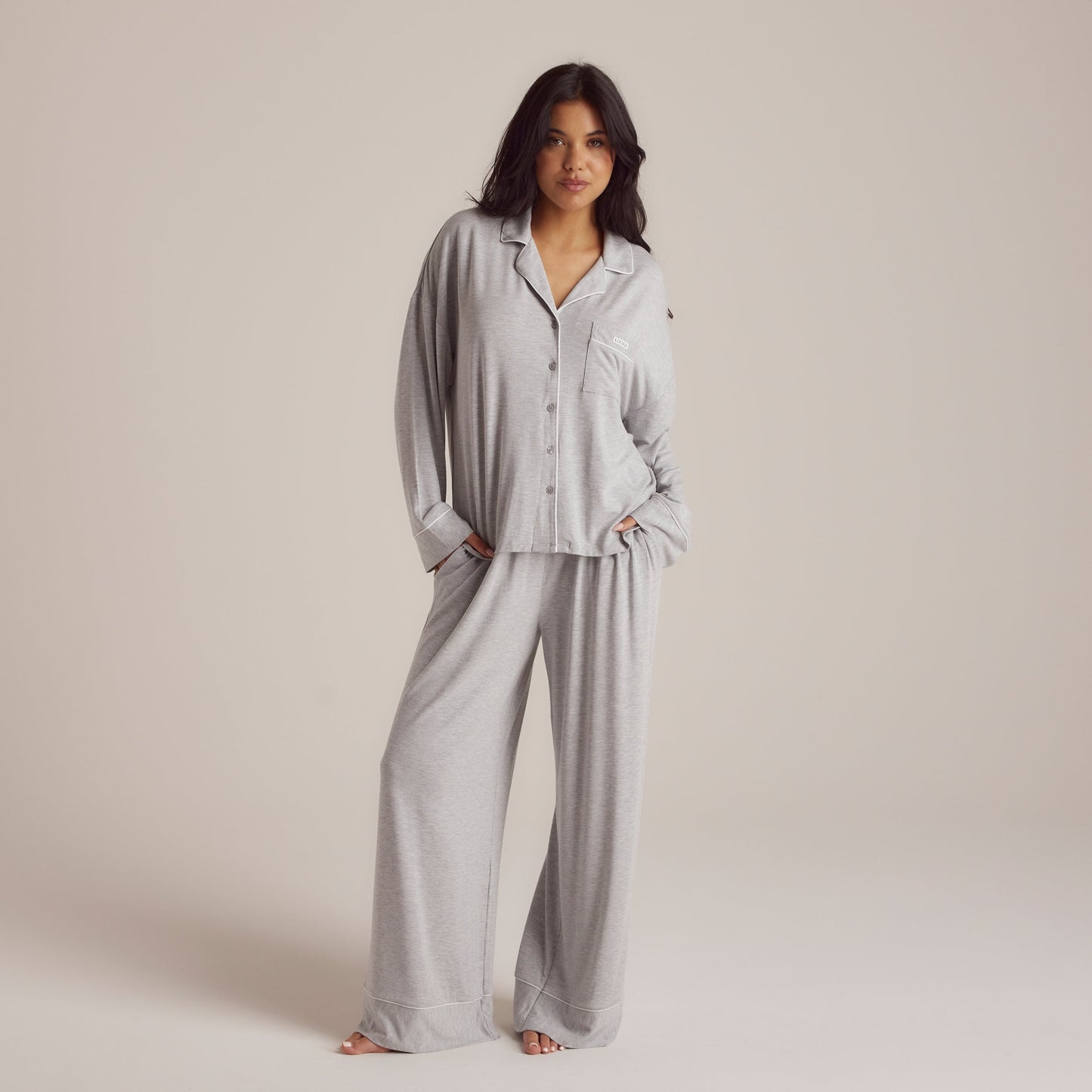 Modal Pajama Shirt - Grey Marl