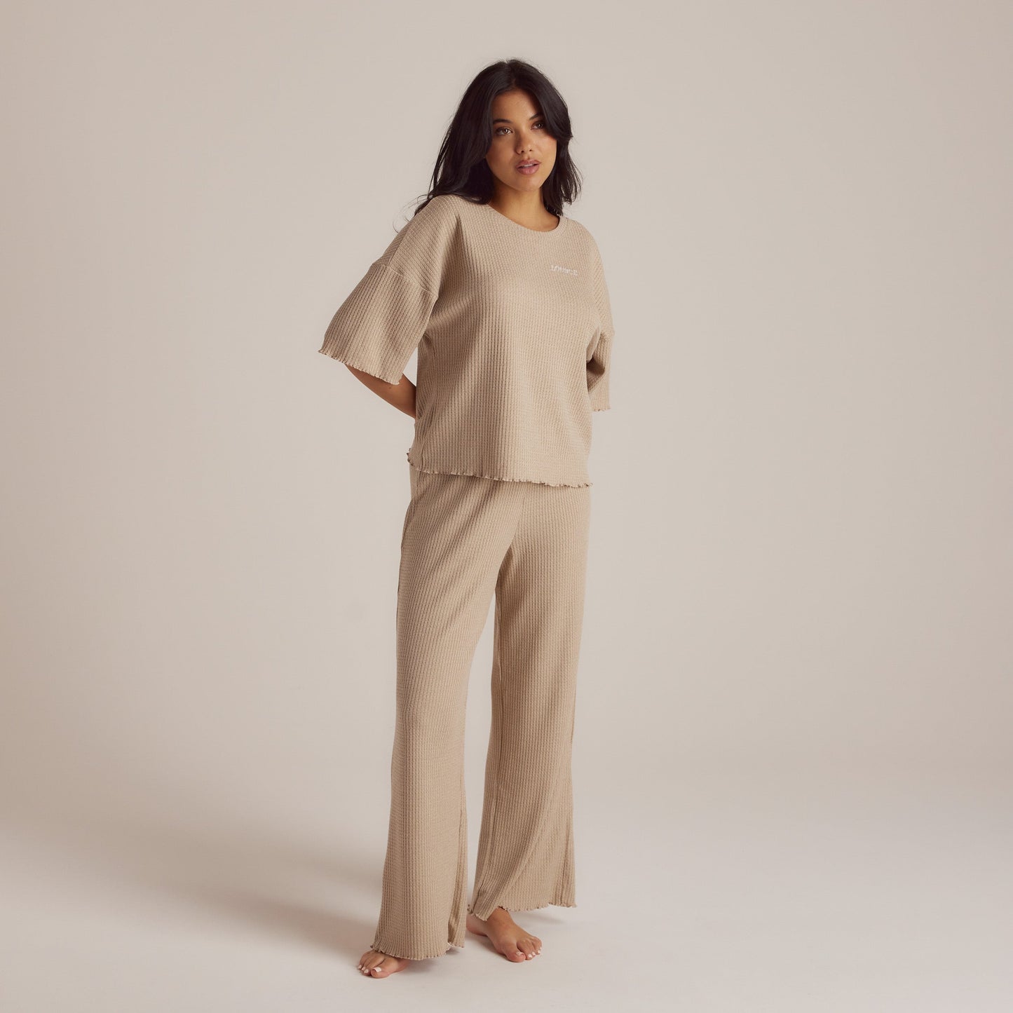 Soft Waffle Pajama Top - Mink