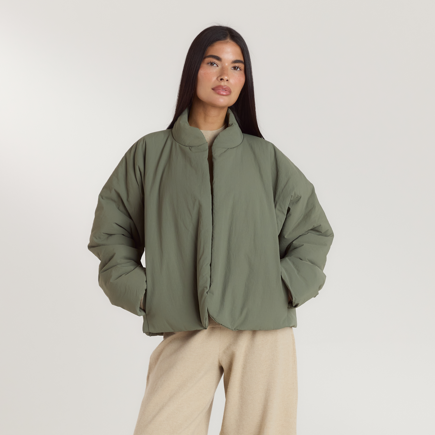 Cocoon Puffer Coat - Sage