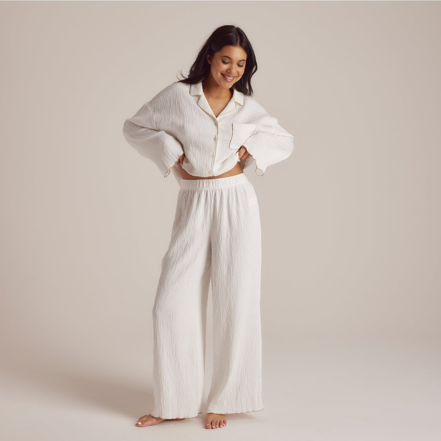 Crinkle Pajama Pants - White