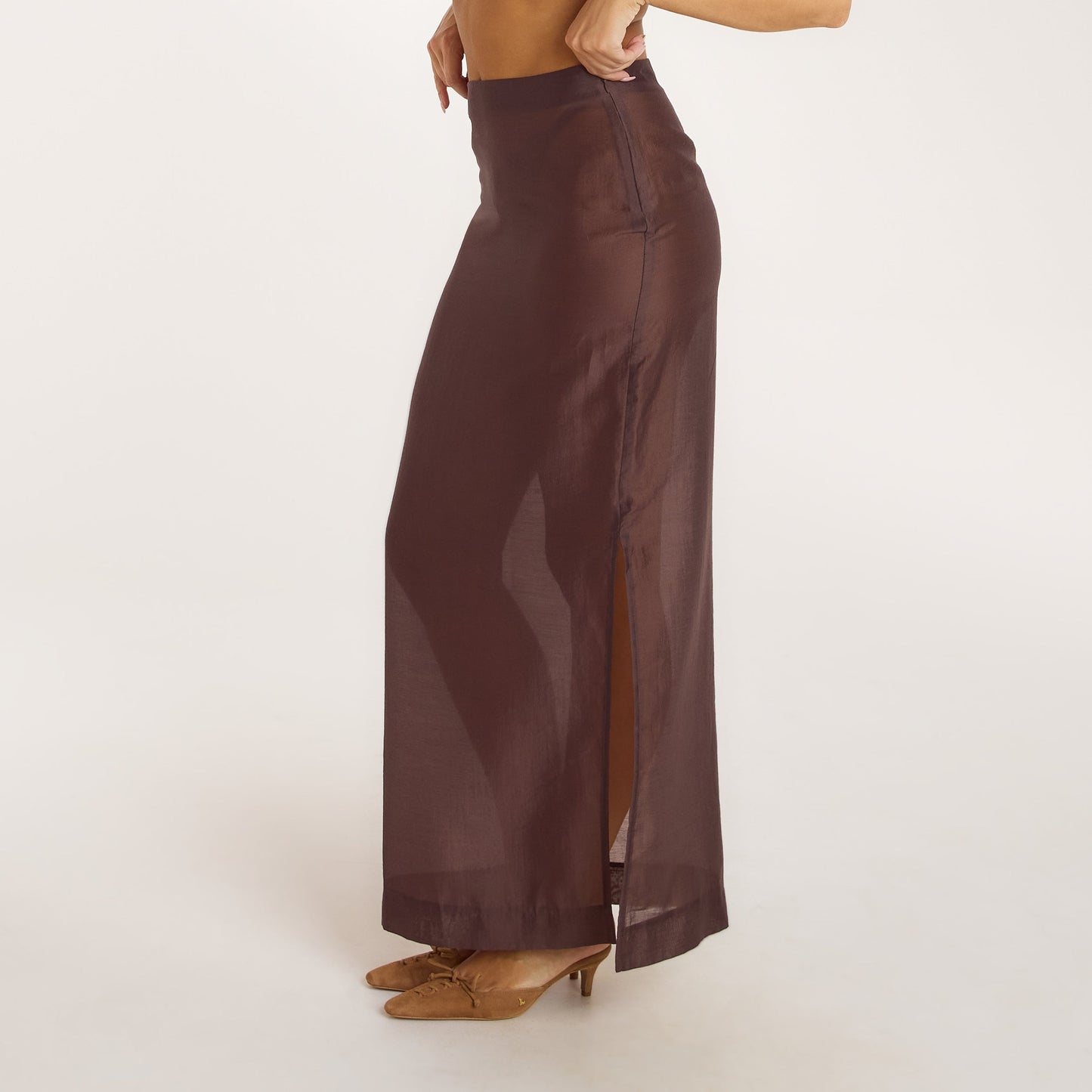 Sheer Maxi Skirt - Chocolate