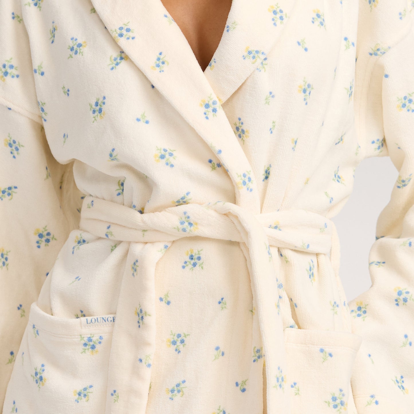 Towelling Bathrobe - Ditsy Floral Print