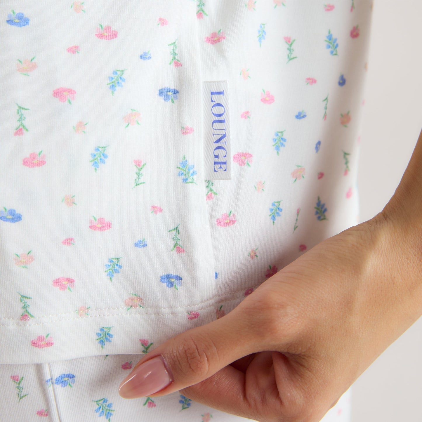 Modal Short Sleeve Pajama Shirt - White Floral