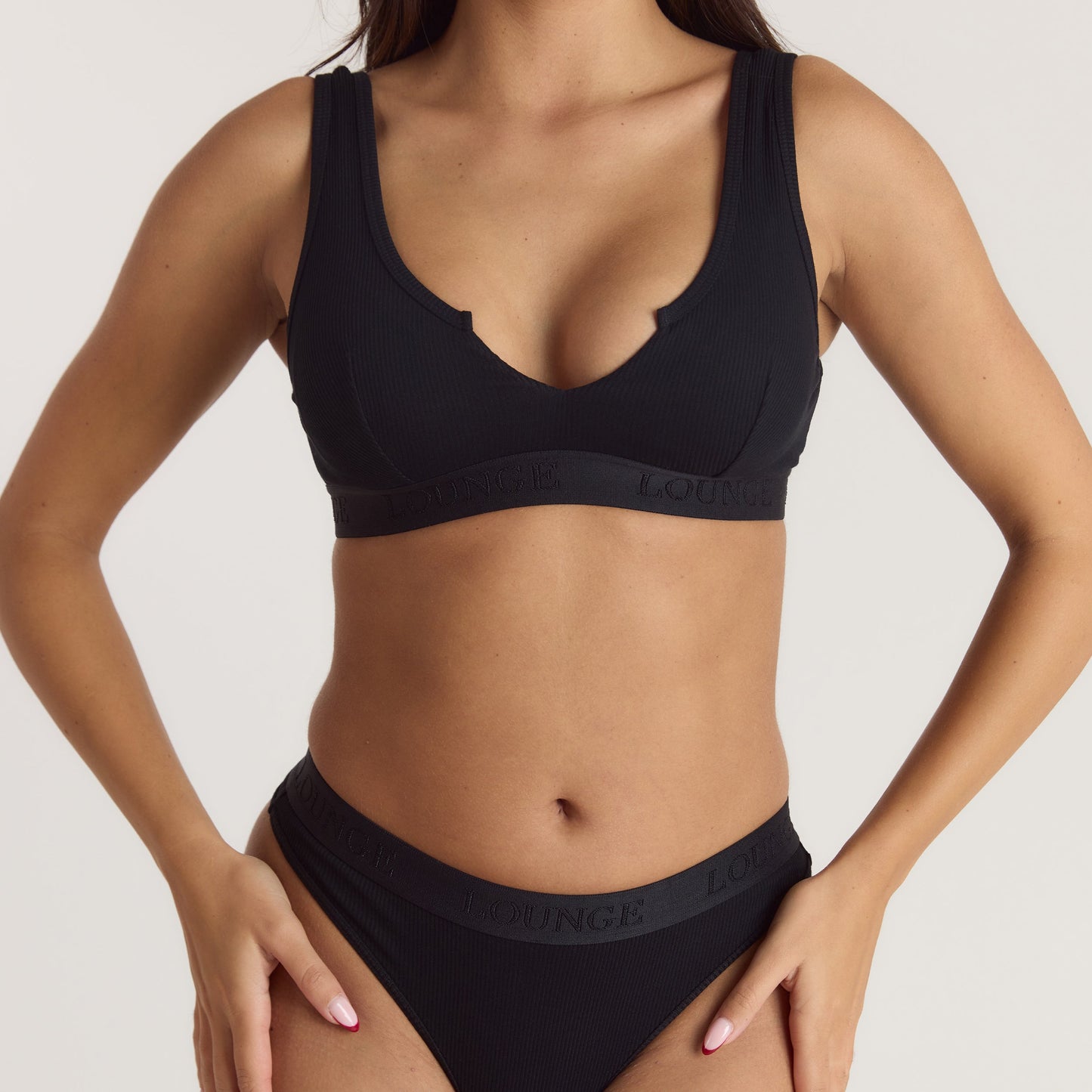 Soft Ribbed Push-Up Bralette - Black