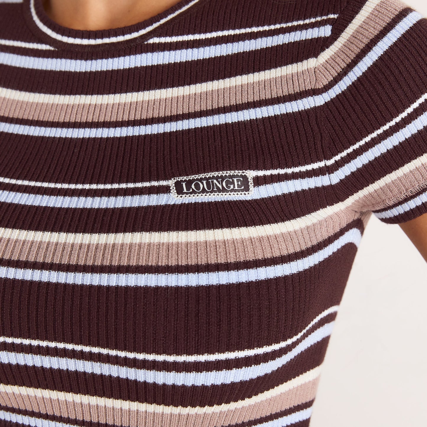 Knitted T-Shirt - Brown Stripe