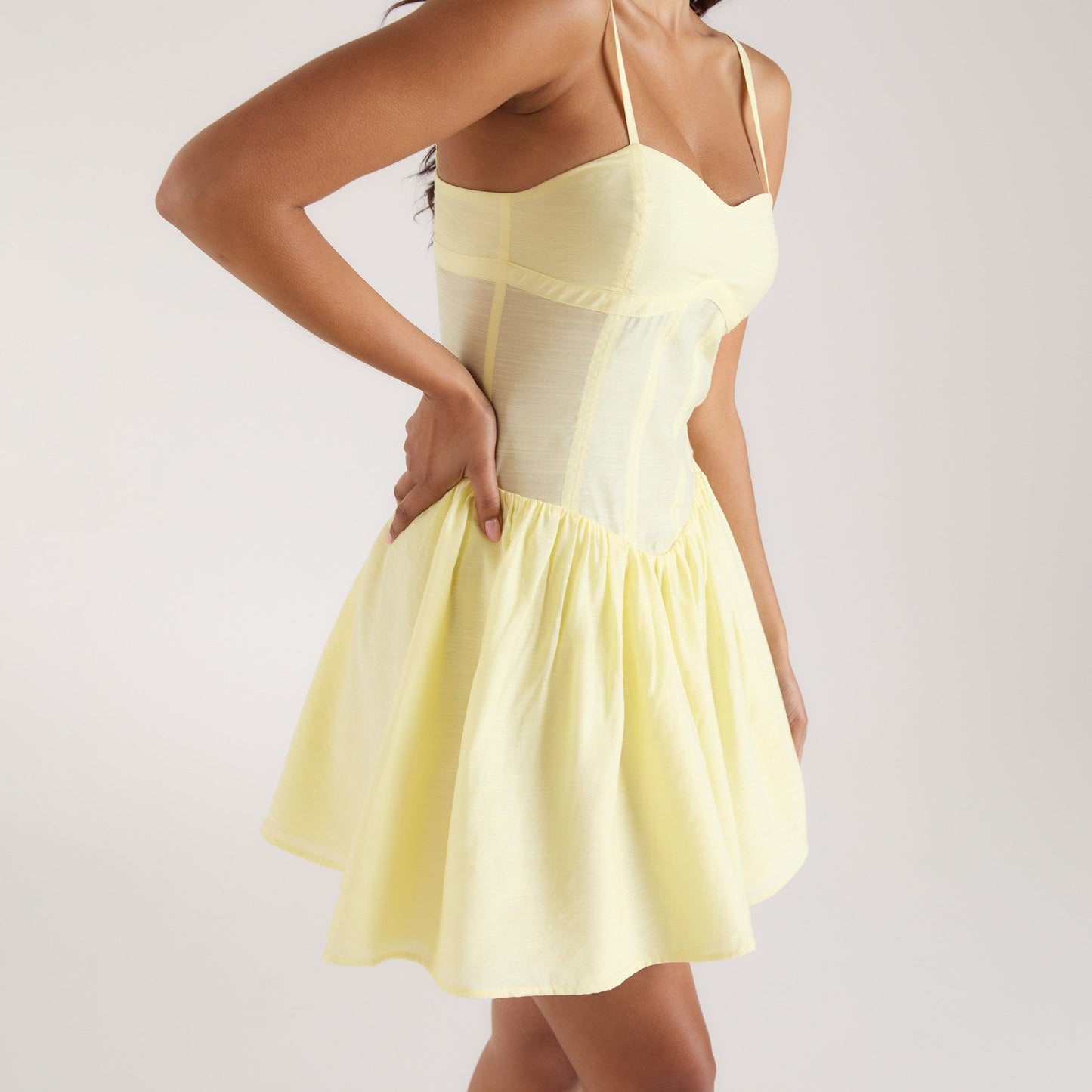 Seam Detail Mini Dress - Buttermilk