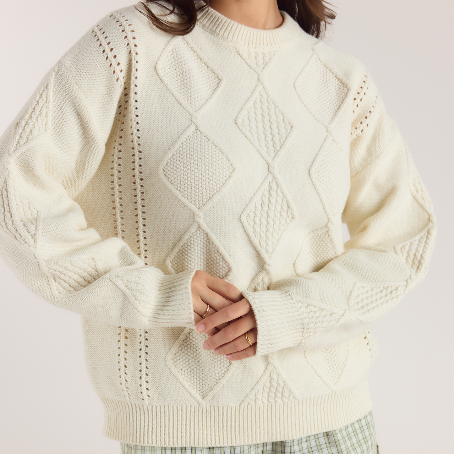 Cable-Knit Sweater - Cream