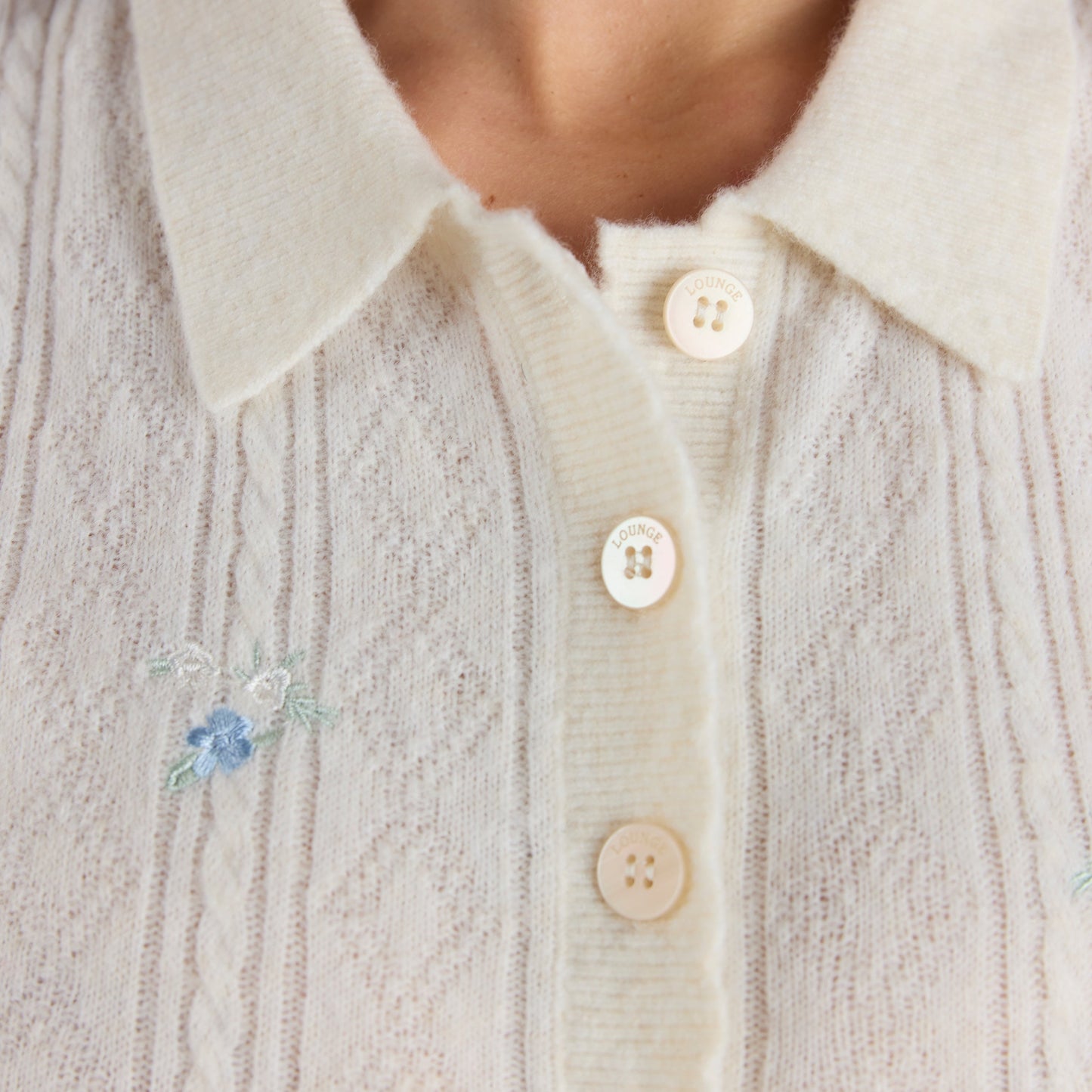 Embroidered Knitted Top - Cream