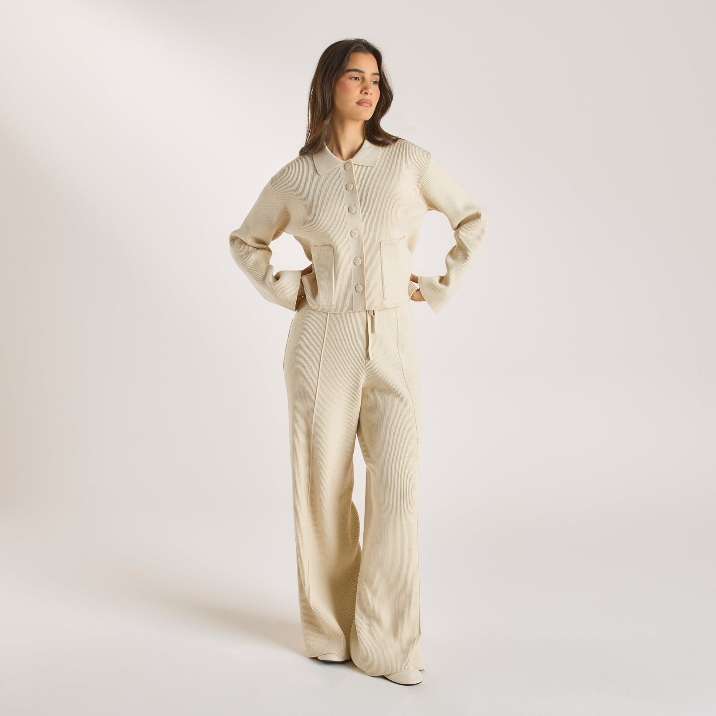 Knitted Oversized Shirt - Cream