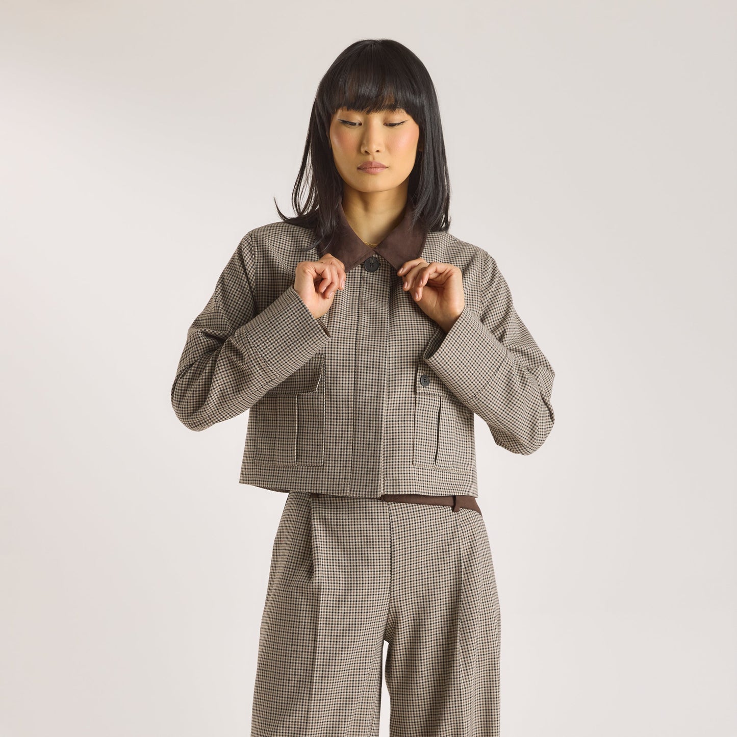 Houndstooth Jacket - Brown