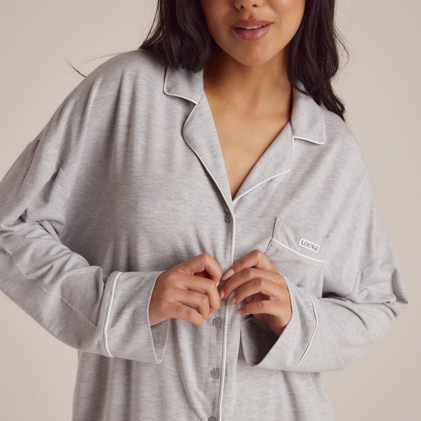 Modal Pajama Shirt - Grey Marl